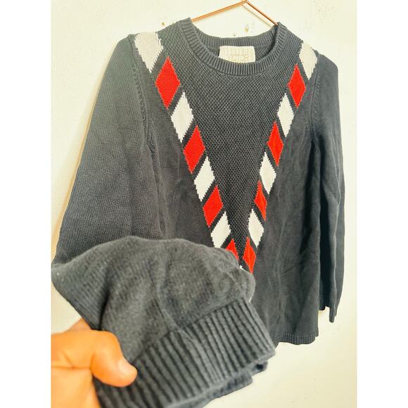 VICTOR GLEMAUD Black Red White Candy Detail Cotton Cashmere V Front Sweater S - Picture 9 of 15